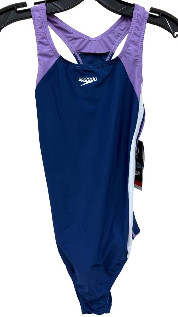 Speedo Girls Infinity Splice One Piece Swimsuit Blue/Purple